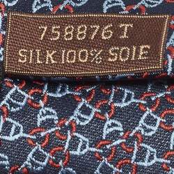 مملوكة مسبقًا ربطة عنق هيرمس حرير جاكار أزرق بركاب