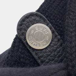 Pre Owned قفازات هيرمس ليونيل كشمير محبوك جلد الغزال أسود حجم متوسط