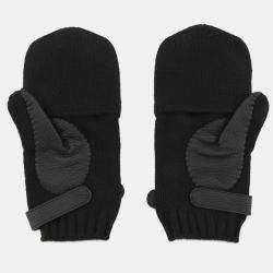 Pre Owned قفازات هيرمس ليونيل كشمير محبوك جلد الغزال أسود حجم متوسط