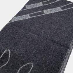 Pre Owned Hermes Scarf Te Te Equestre Anthracite/Gris Cineh 04 Cashmere100%