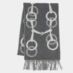 مملوكة مسبقًا وشاح هيرمس أنيمال فلانيل/قرص سين كلير إتش 394809 تي 01 كشمير 100%