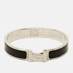 Pre Owned Hermès Clic HH Enamel Palladium Plated Bracelet 