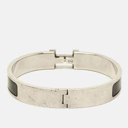 Pre Owned Hermès Clic HH Enamel Palladium Plated Bracelet 