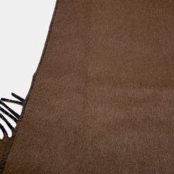 Pre Owned Hermes Cashmere Scarf "Rectoverso" Etoupe / Blue Ardoise Cashmere100%