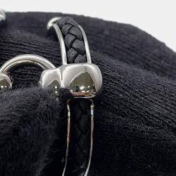 Pre Owned Hermes Fribustier Ring Size 58 Black Metal Leather