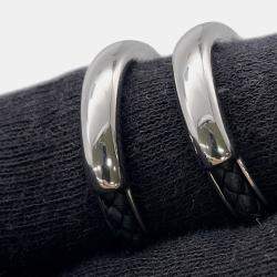 Pre Owned Hermes Fribustier Ring Size 58 Black Metal Leather