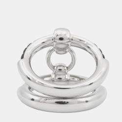 Pre Owned Hermes Fribustier Ring Size 58 Black Metal Leather