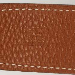 Pre Owned حزام هيرمس إتش أو كير جلد توغو و دي بروس شامونيكس أسود / أزرق بوجهين 95 سم