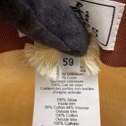 Pre Owned Hermes Rio H-Cut Hat Size 59 Beige/Gold Straw