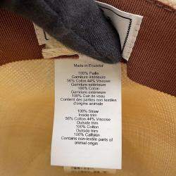 Pre Owned Hermes Rio H-Cut Hat Size 59 Beige/Gold Straw