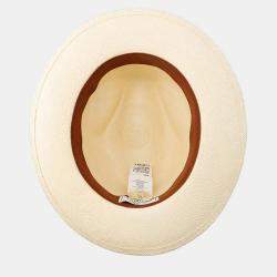 Pre Owned Hermes Rio H-Cut Hat Size 59 Beige/Gold Straw
