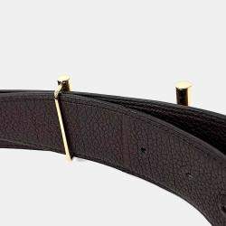 Pre Owned حزام هيرمس جلد أسود/بنفسجي بوجهين