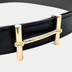 Pre Owned حزام هيرمس جلد أسود/بنفسجي بوجهين