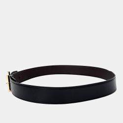 Pre Owned حزام هيرمس جلد أسود/بنفسجي بوجهين