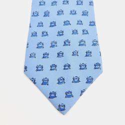 Pre Owned Hermes Silk Blue Tie