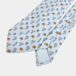 Pre Owned Hermes Silk Pastel Blue Tie