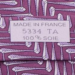 Pre Owned Hermes Purple Chevron Pattern Silk Tie