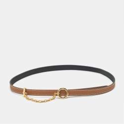Pre Owned Hermes Carrousel 70 CM Reversible Buckle Belt Noir/Gold Swift and Epsom Leather