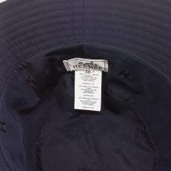 Pre Owned Hermes Black/White Cotton Polyamide Bucket Hat