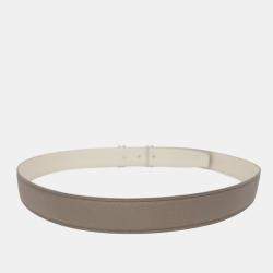 مملوكة مسبقًا Hermès Brown/Cream Leather H Reversible Belt (W)