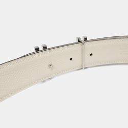 مملوكة مسبقًا Hermès Brown/Cream Leather H Reversible Belt (W)