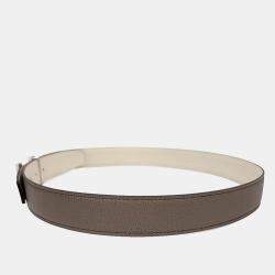 مملوكة مسبقًا Hermès Brown/Cream Leather H Reversible Belt (W)