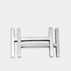 Pre Owned Hermes H Au Carre Palladium Finish Belt Buckle