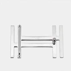 Pre Owned Hermes H Au Carre Palladium Finish Belt Buckle