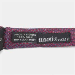 مملوكة مسبقًا Hermès Purple Dual Tone Jacquard Self Tie Bow Tie