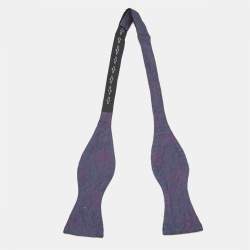 Pre Owned Hermès Purple Dotted Waves Silk Jacquard Adjustable Bow Tie