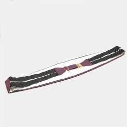 مملوكة مسبقًا Hermès Red/Navy Blue Silk Jacquard Tuxedo Belt One Size