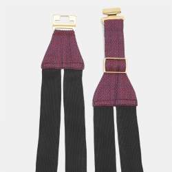 مملوكة مسبقًا Hermès Red/Navy Blue Silk Jacquard Tuxedo Belt One Size