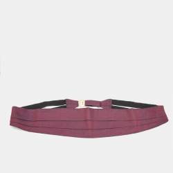 مملوكة مسبقًا Hermès Red/Navy Blue Silk Jacquard Tuxedo Belt One Size