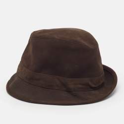 Pre Owned Hermès Brown Suede Bucket Hat Size 60 cm