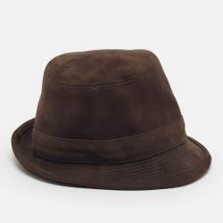 Pre Owned Hermès Brown Suede Bucket Hat Size 60 cm