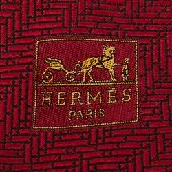 Pre Owned Hermès Red Patterned Silk Jacquard Classic Tie