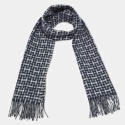 Pre Owned Hermès Blue Cashmere H Ecossais Scarf 