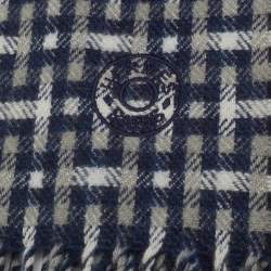 Pre Owned Hermès Blue Cashmere H Ecossais Scarf 