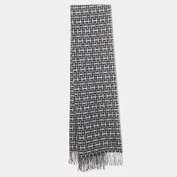 Pre Owned Hermès Blue Cashmere H Ecossais Scarf 