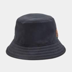 Pre Owned Hermès Navy Blue Cotton Fred H Circle Bucket Hat Size 60 