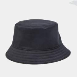 Pre Owned Hermès Navy Blue Cotton Fred H Circle Bucket Hat Size 60 