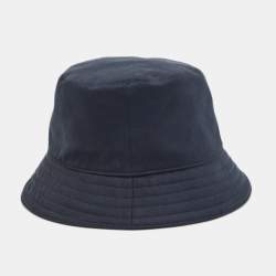 Pre Owned Hermès Navy Blue Cotton Fred H Circle Bucket Hat Size 60 