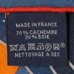 Pre Owned Hermès Blue Cashmere Blend Formule Chic Scarf 90