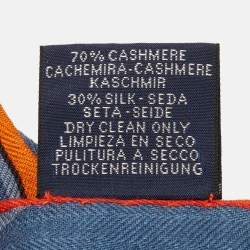 Pre Owned Hermès Blue Cashmere Blend Formule Chic Scarf 90