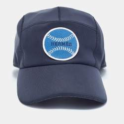 Pre Owned Hermès Navy Blue Neoprene Nevada Baseball Cap Size 54 