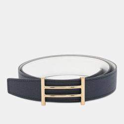 مملوكة مسبقًا Hermes Rider Belt Size 90 Caban/White Epsom