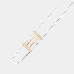 Pre Owned Hermes Rider Belt Size 90 Caban/White Epsom