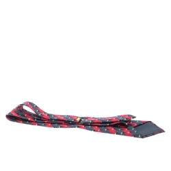 Pre Owned Hermès Multicolor Toucan Print Striped Silk Tie