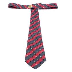 Pre Owned Hermès Multicolor Toucan Print Striped Silk Tie