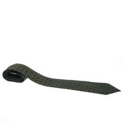 Pre Owned Hermès Pine Green Equestrian Print Silk Twill Tie